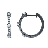 Round Cubic Zirconia Huggie Hoop Earring 925 Sterling Silver