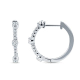 Round Cubic Zirconia Huggie Hoop Earring 925 Sterling Silver