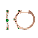 Round Cubic Zirconia Huggie Hoop Earring 925 Sterling Silver