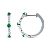Round Cubic Zirconia Huggie Hoop Earring 925 Sterling Silver