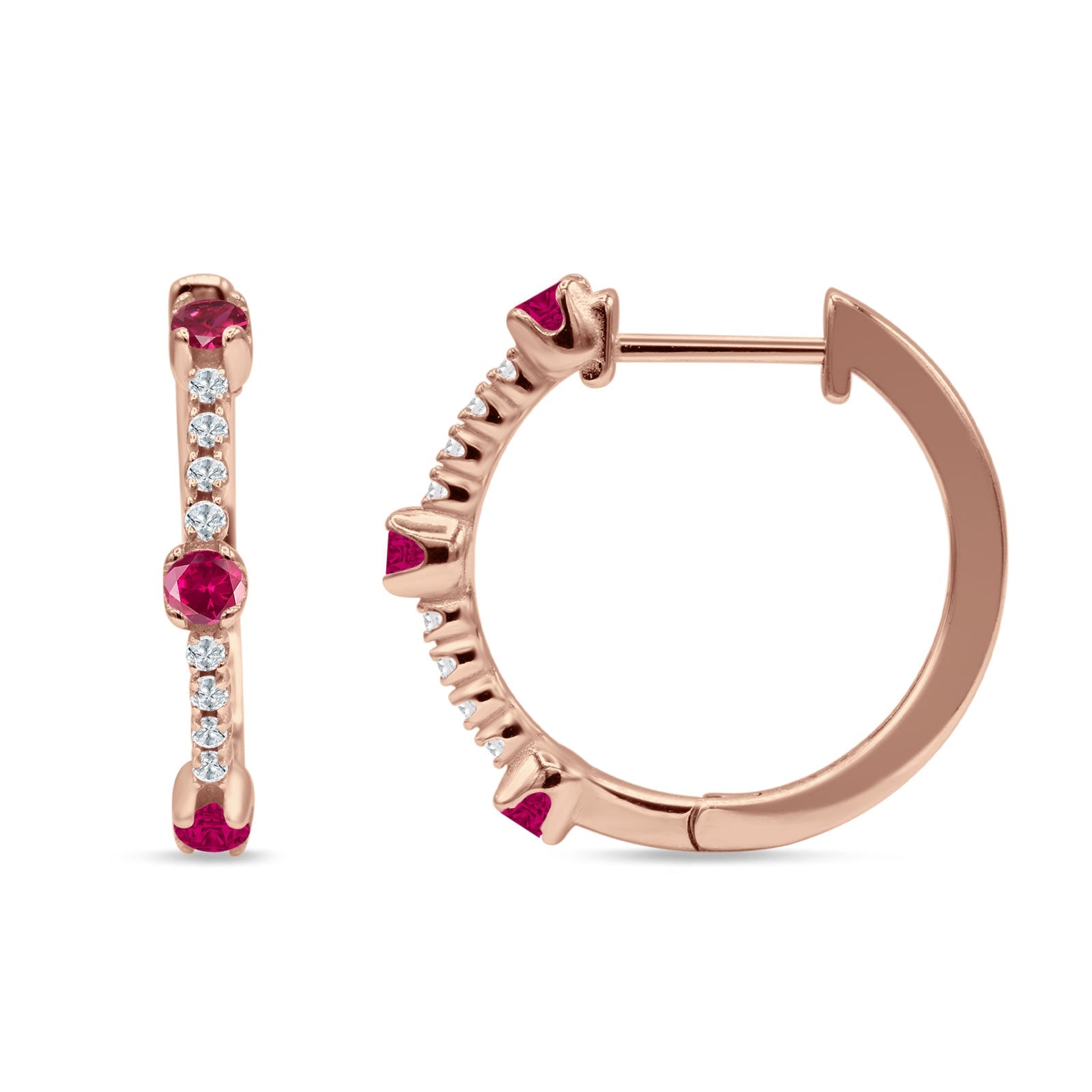 Round Cubic Zirconia Huggie Hoop Earring 925 Sterling Silver