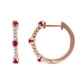 Round Cubic Zirconia Huggie Hoop Earring 925 Sterling Silver