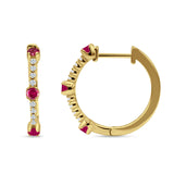 Round Cubic Zirconia Huggie Hoop Earring 925 Sterling Silver