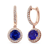 Round Halo Drop Dangle Hoop Earring Cubic Zirconia 925 Sterling Silver