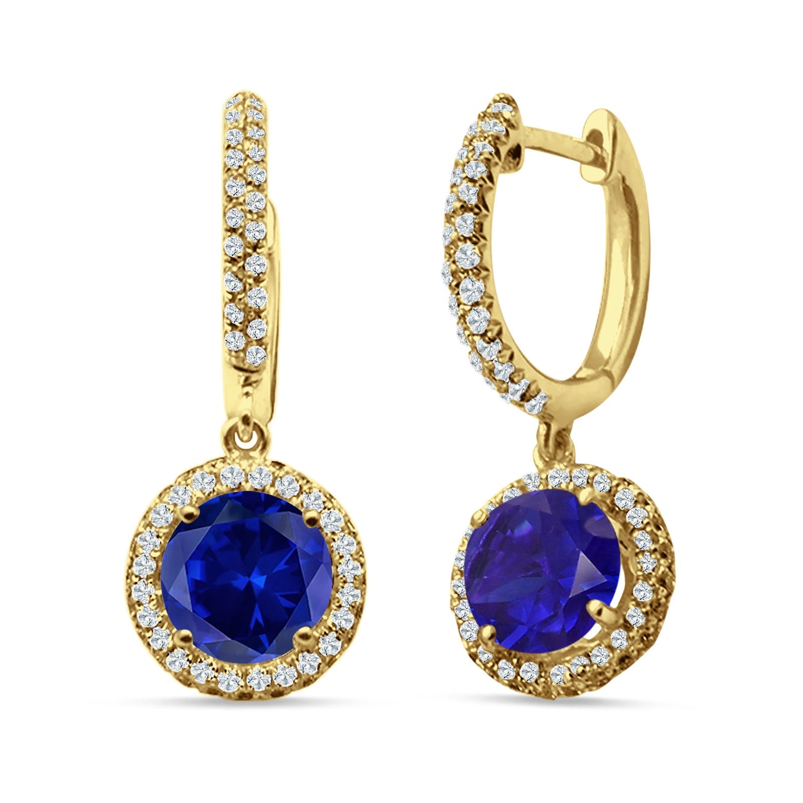 Round Halo Drop Dangle Hoop Earring Cubic Zirconia 925 Sterling Silver
