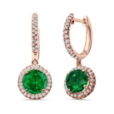 Round Halo Drop Dangle Hoop Earring Cubic Zirconia 925 Sterling Silver