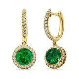 Round Halo Drop Dangle Hoop Earring Cubic Zirconia 925 Sterling Silver
