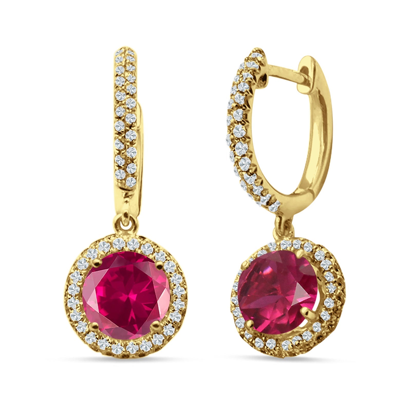 Round Halo Drop Dangle Hoop Earring Cubic Zirconia 925 Sterling Silver