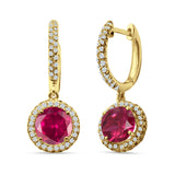 Round Halo Drop Dangle Hoop Earring Cubic Zirconia 925 Sterling Silver
