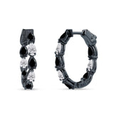 Pear Teardrop Cubic Zirconia Huggie Hoop Earring 925 Sterling Silver