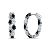 Pear Teardrop Cubic Zirconia Huggie Hoop Earring 925 Sterling Silver