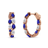 Pear Teardrop Cubic Zirconia Huggie Hoop Earring 925 Sterling Silver