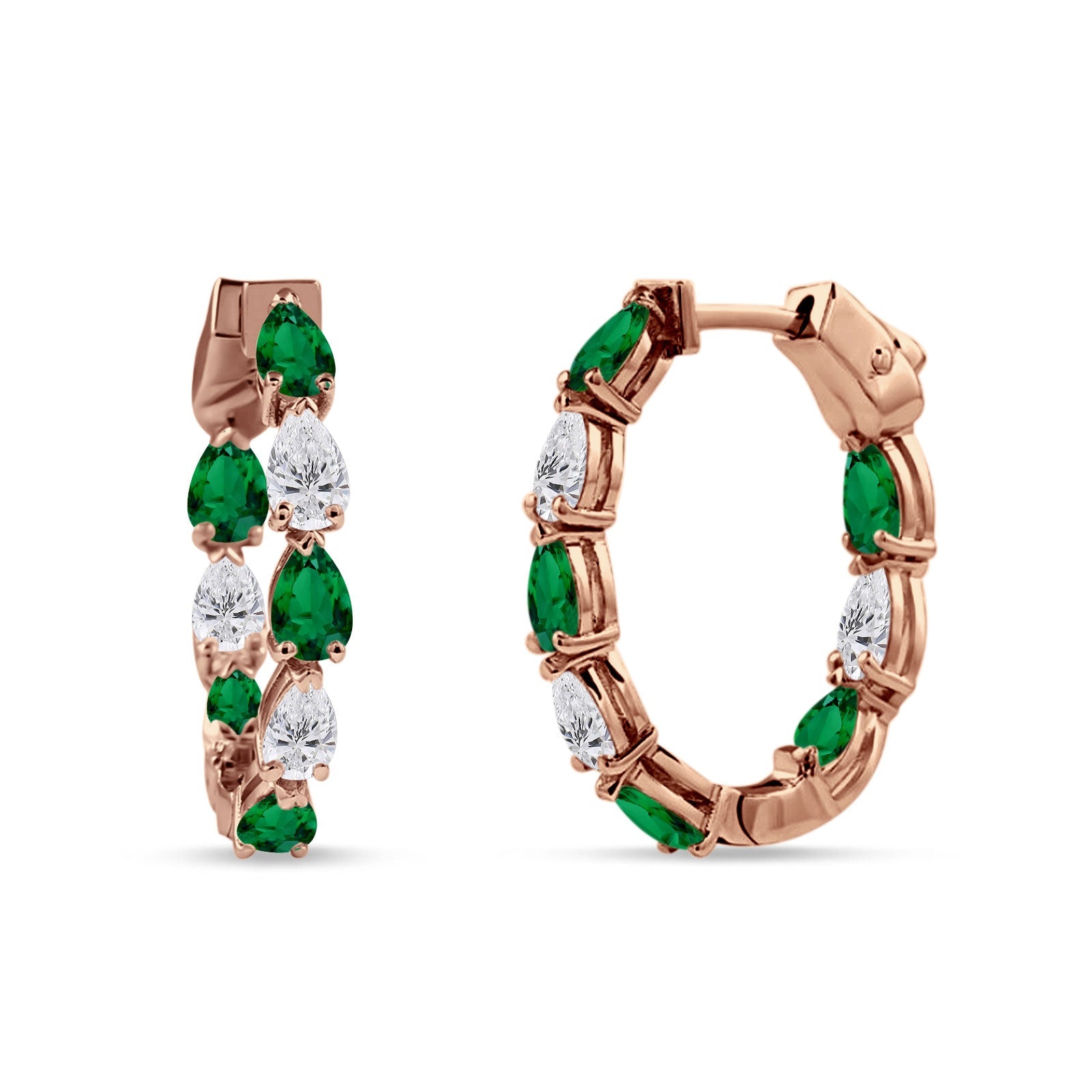 Pear Teardrop Cubic Zirconia Huggie Hoop Earring 925 Sterling Silver