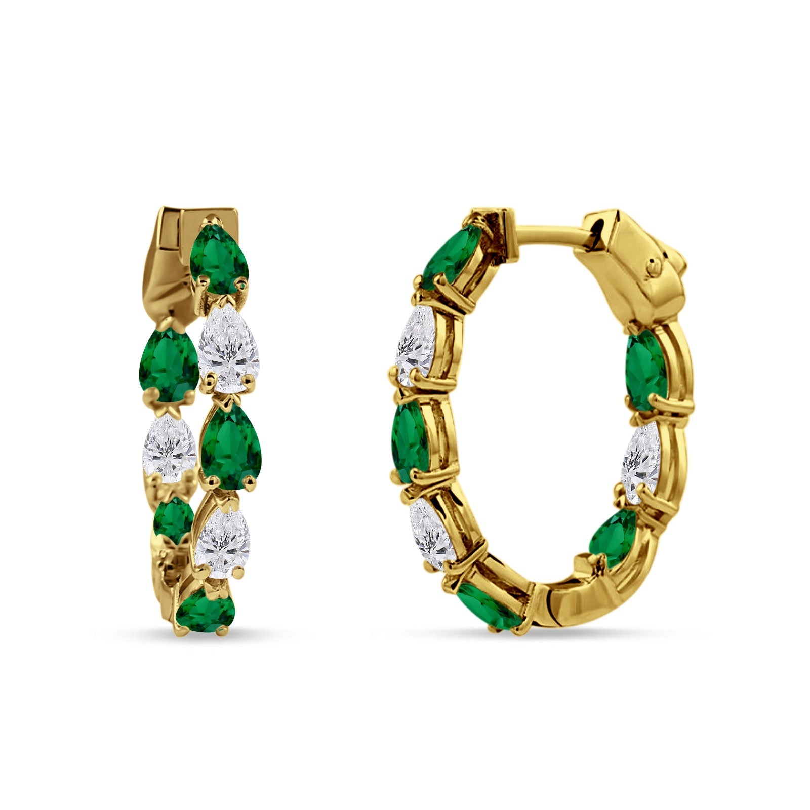 Pear Teardrop Cubic Zirconia Huggie Hoop Earring 925 Sterling Silver