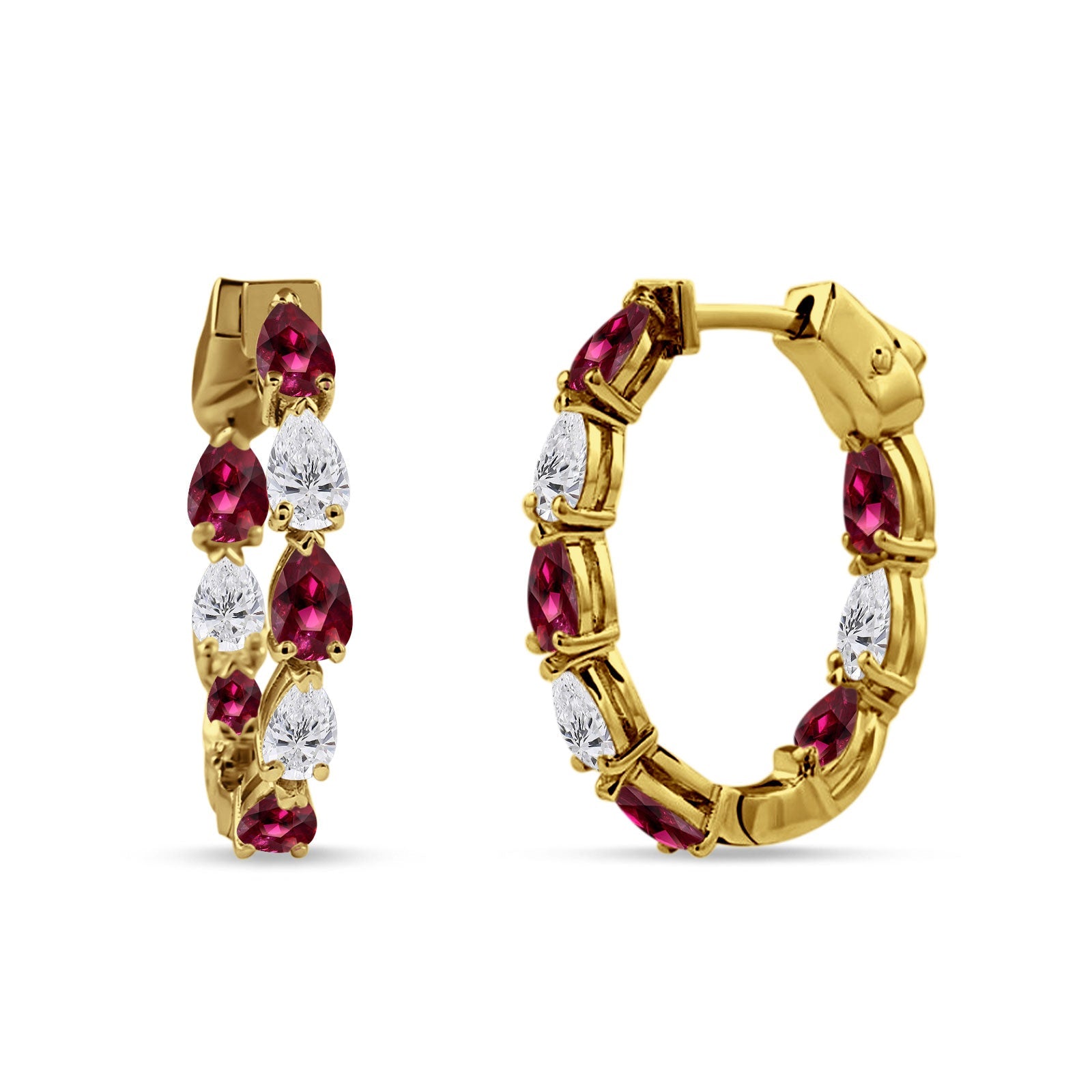 Pear Teardrop Cubic Zirconia Huggie Hoop Earring 925 Sterling Silver