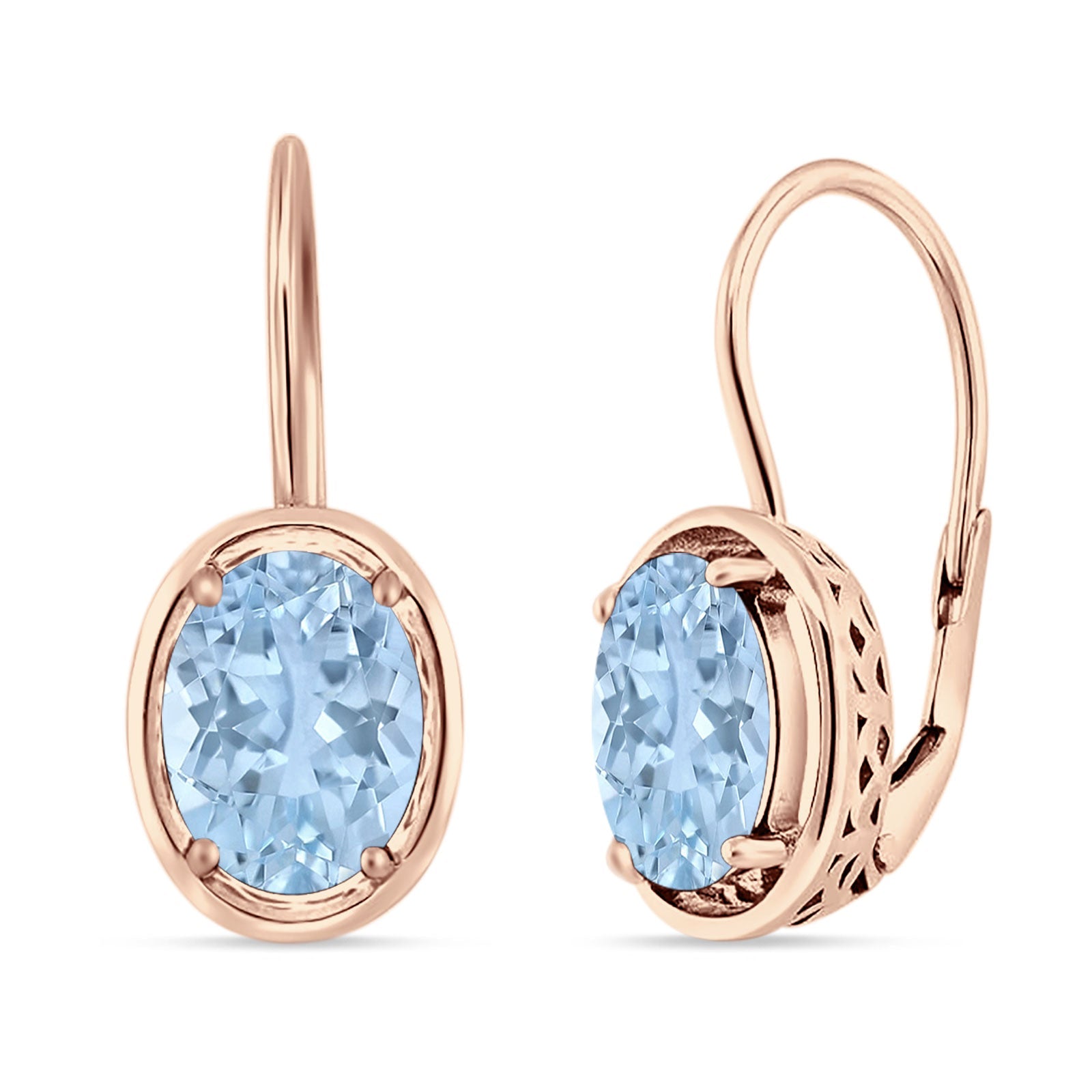 Oval Solitaire Drop Dangle Leverback Earring Cubic Zirconia 925 Sterling Silver