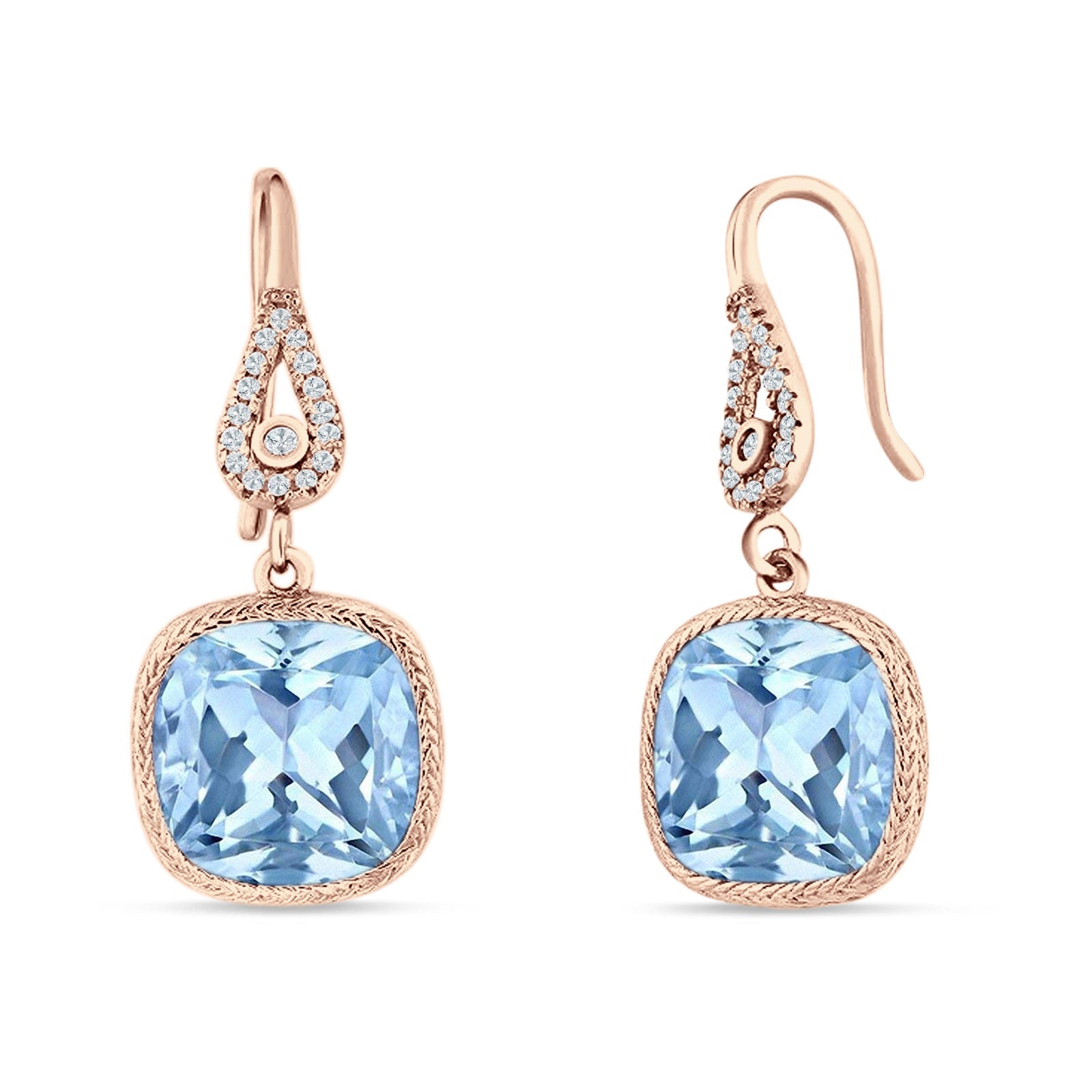 Cushion Drop Dangle Pear Fishhook Earring Cubic Zirconia 925 Sterling Silver