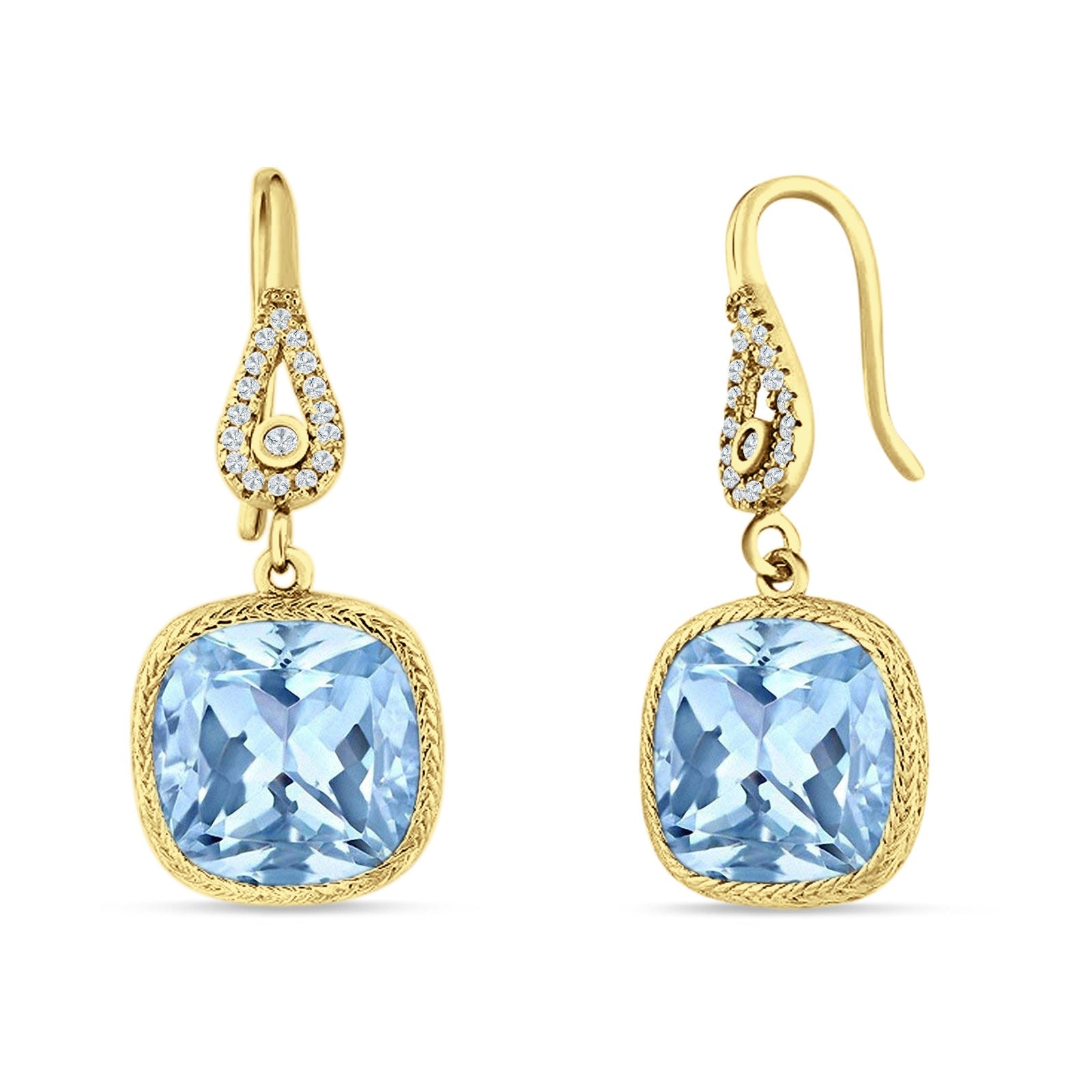 Cushion Drop Dangle Pear Fishhook Earring Cubic Zirconia 925 Sterling Silver