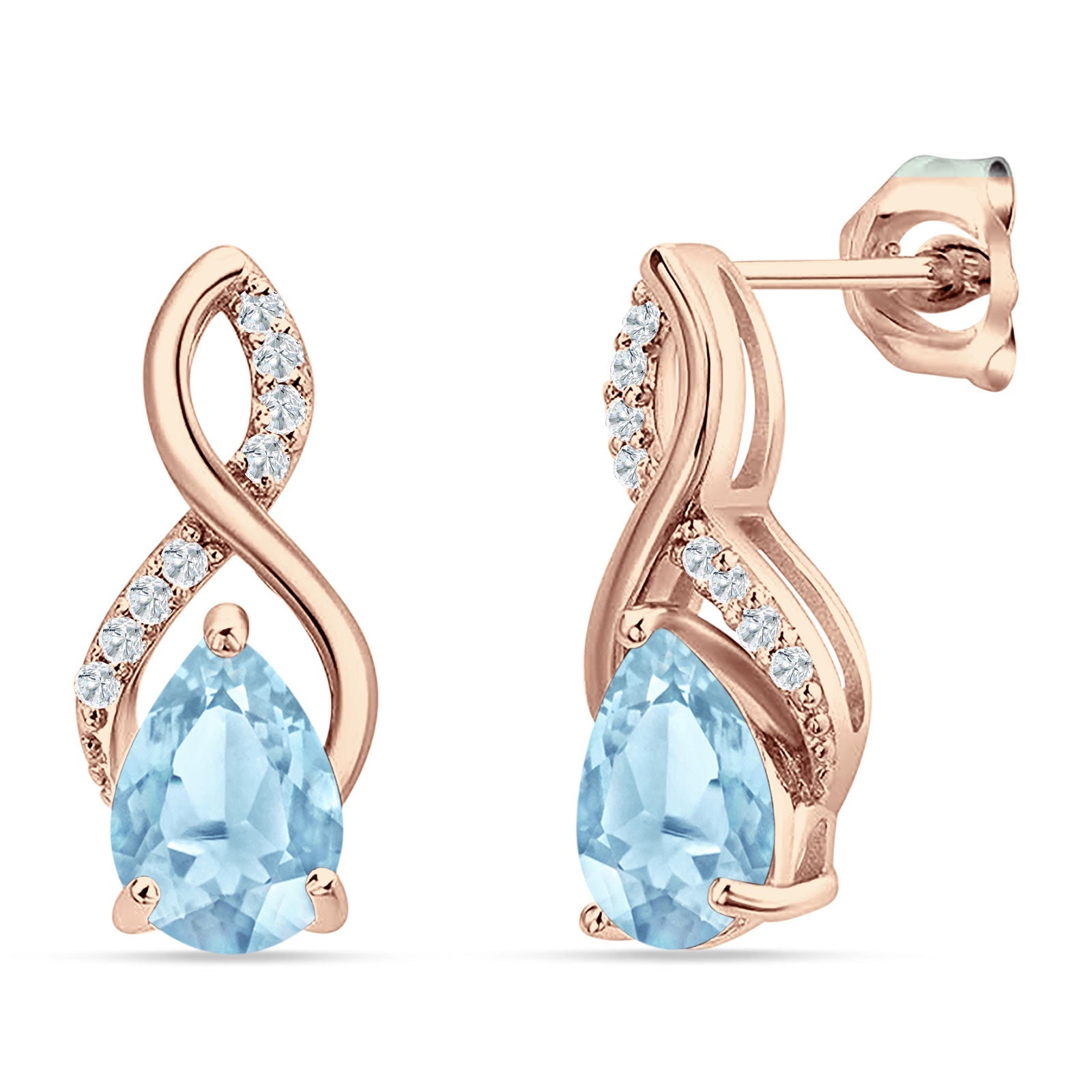 Pear Teardrop Infinity Stud Earring Cubic Zirconia 925 Sterling Silver