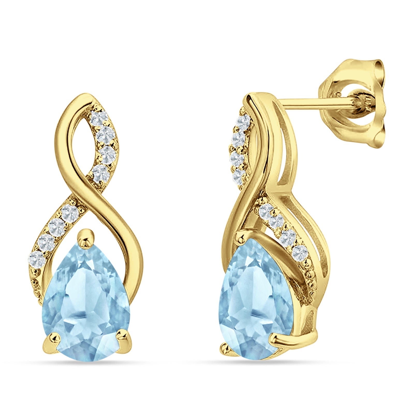 Pear Teardrop Infinity Stud Earring Cubic Zirconia 925 Sterling Silver