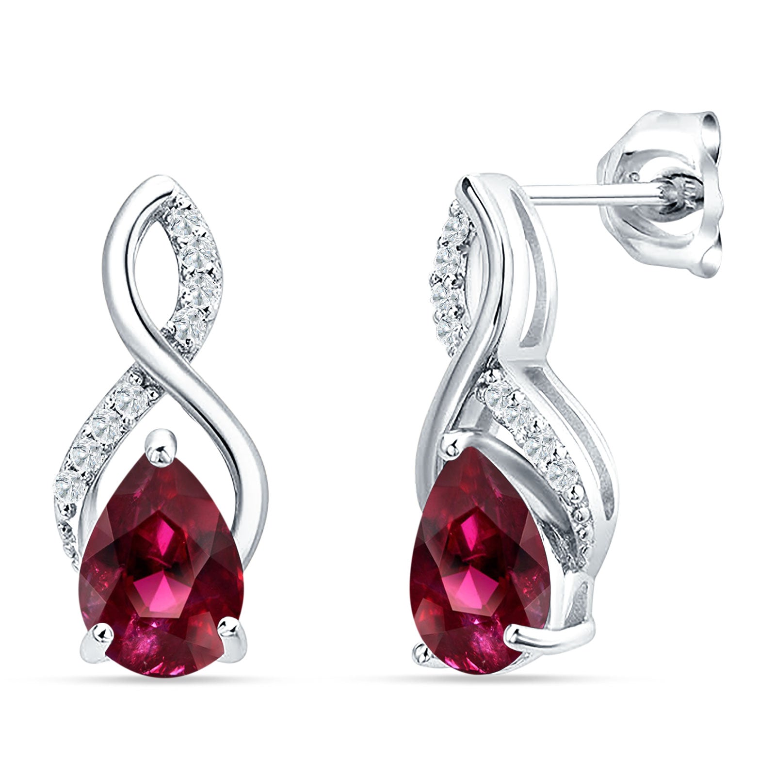 Pear Teardrop Infinity Stud Earring Cubic Zirconia 925 Sterling Silver