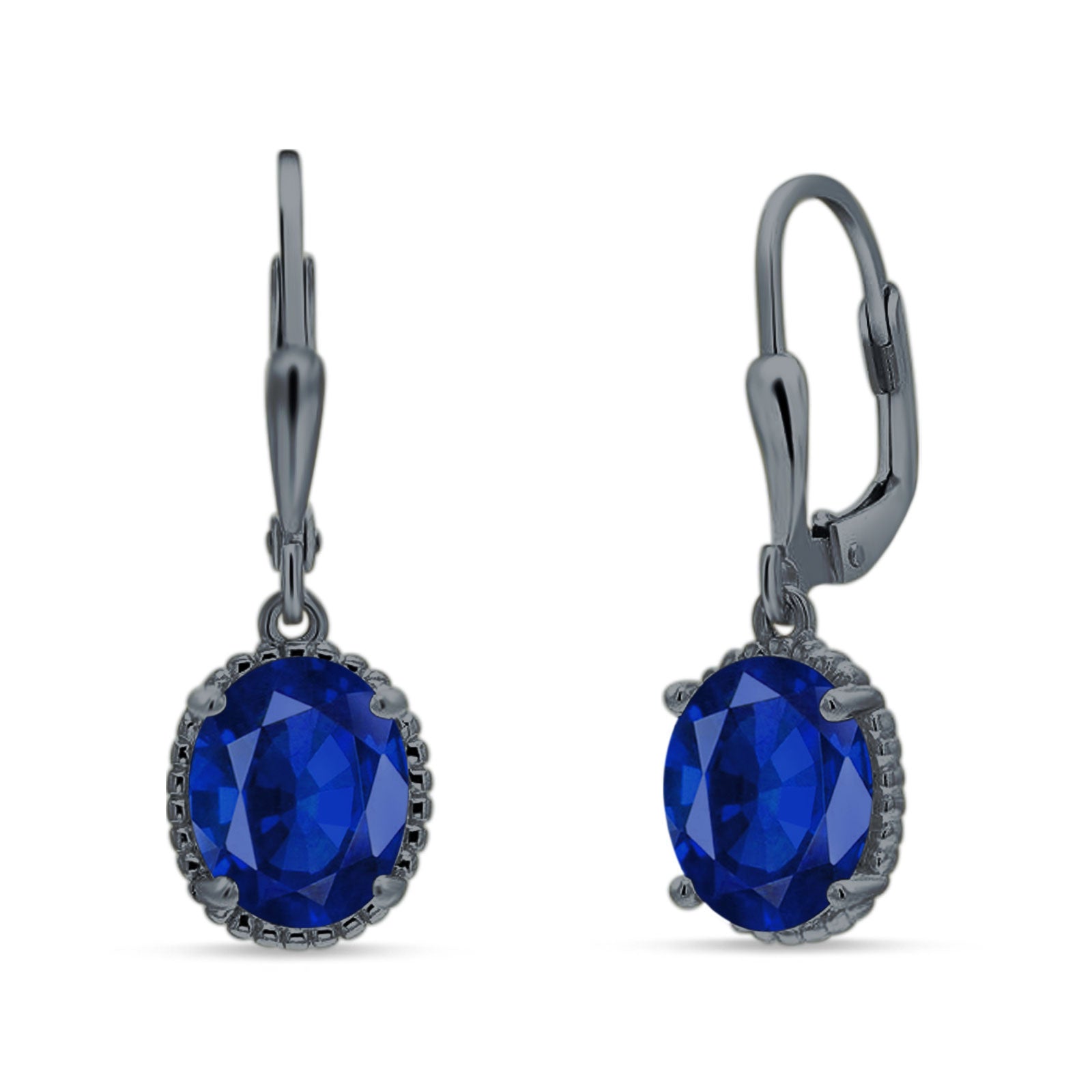 Oval Drop Dangle Leverback Earring Cubic Zirconia Solid 925 Sterling Silver