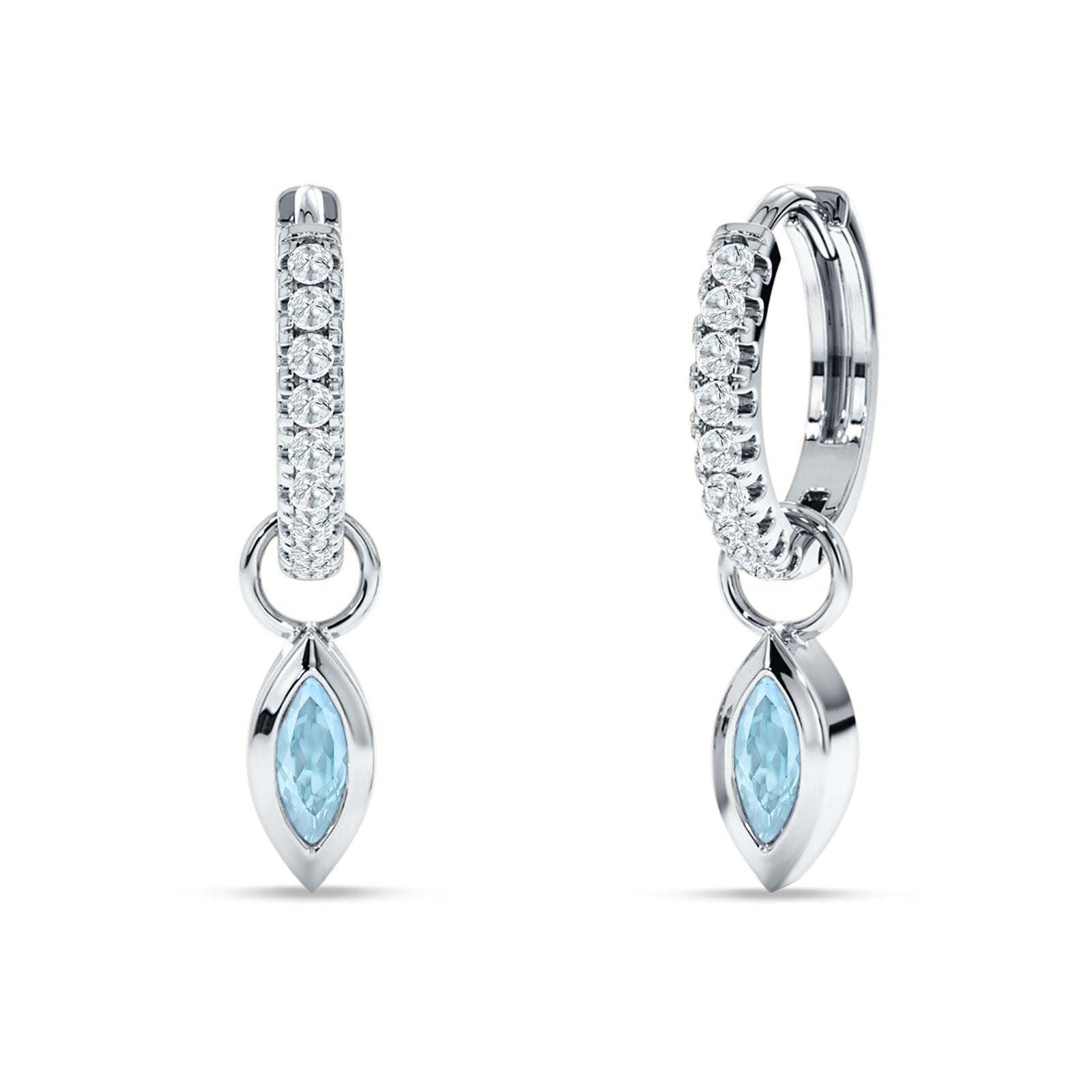Marquise Drop Dangle Hoop Earring Cubic Zirconia 925 Sterling Silver