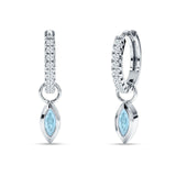 Marquise Drop Dangle Hoop Earring Cubic Zirconia 925 Sterling Silver