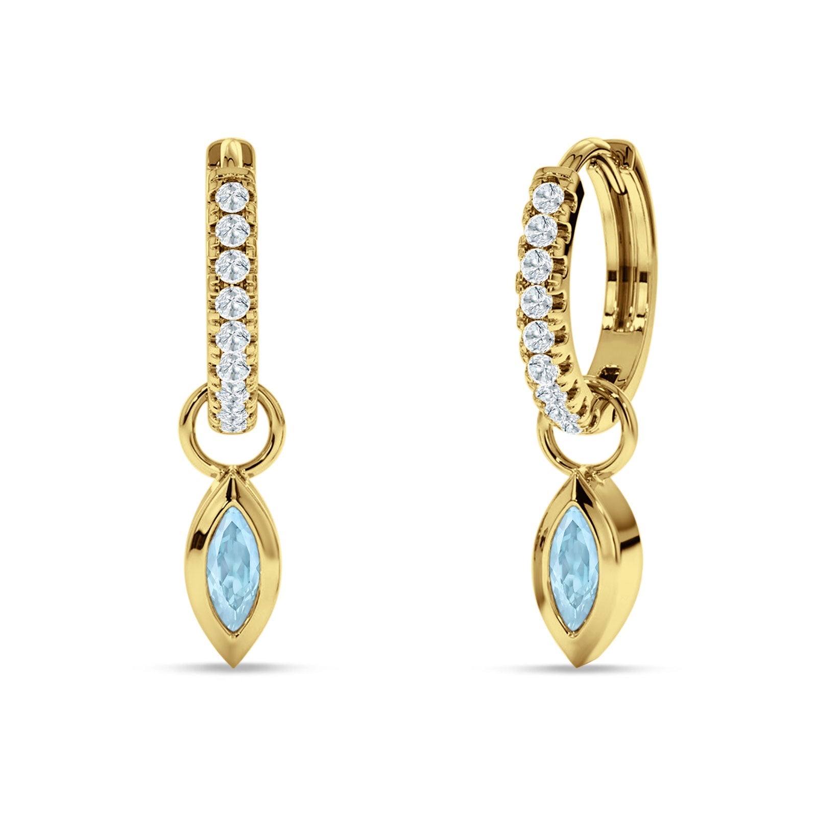 Marquise Drop Dangle Hoop Earring Cubic Zirconia 925 Sterling Silver