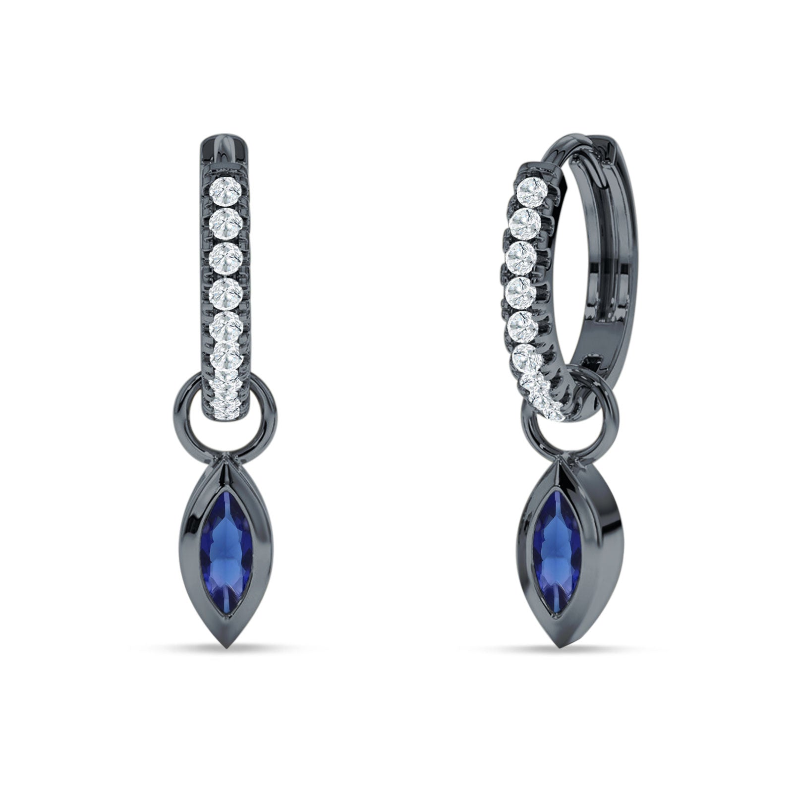 Marquise Drop Dangle Hoop Earring Cubic Zirconia 925 Sterling Silver