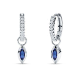 Marquise Drop Dangle Hoop Earring Cubic Zirconia 925 Sterling Silver