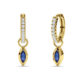 Marquise Drop Dangle Hoop Earring Cubic Zirconia 925 Sterling Silver