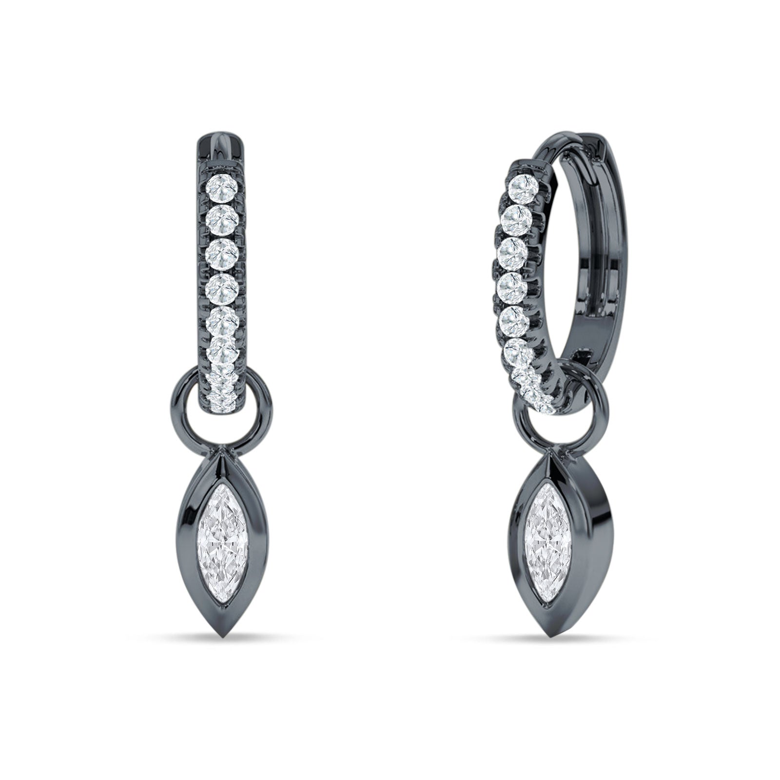 Marquise Drop Dangle Hoop Earring Cubic Zirconia 925 Sterling Silver