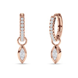 Marquise Drop Dangle Hoop Earring Cubic Zirconia 925 Sterling Silver