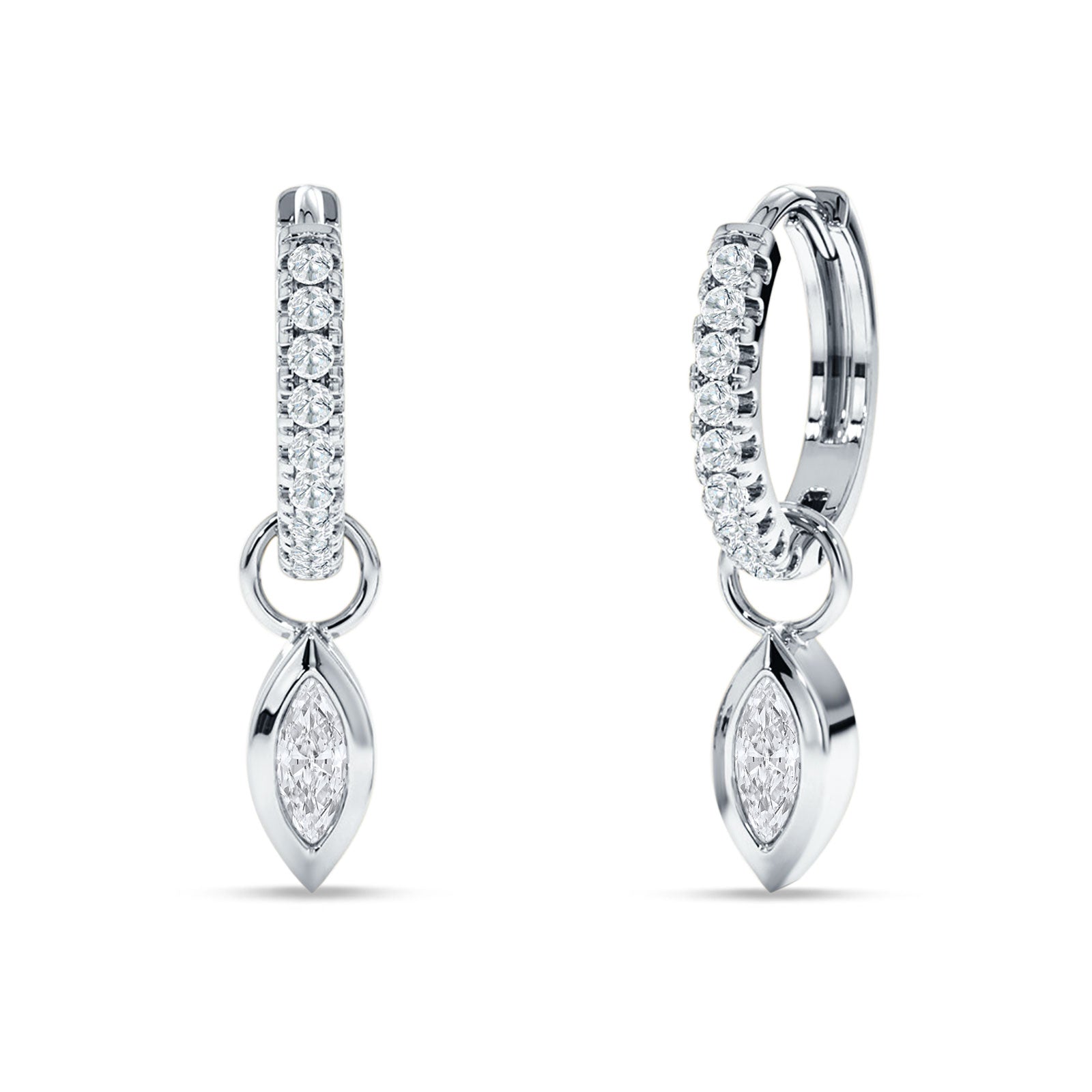 Marquise Drop Dangle Hoop Earring Cubic Zirconia 925 Sterling Silver