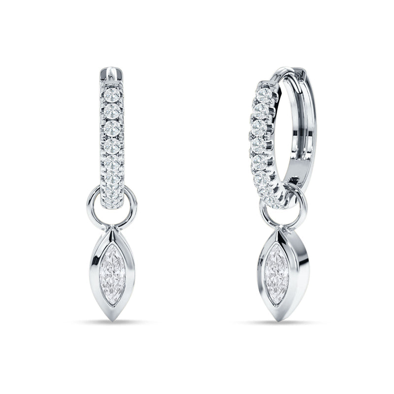 Marquise Drop Dangle Hoop Earring Cubic Zirconia 925 Sterling Silver