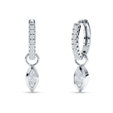 Marquise Drop Dangle Hoop Earring Cubic Zirconia 925 Sterling Silver