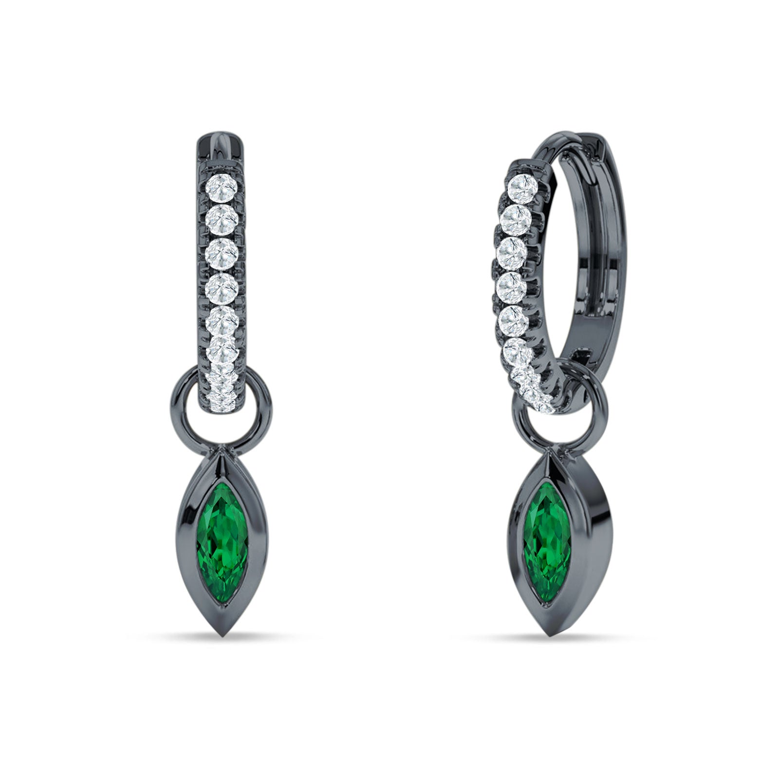 Marquise Drop Dangle Hoop Earring Cubic Zirconia 925 Sterling Silver