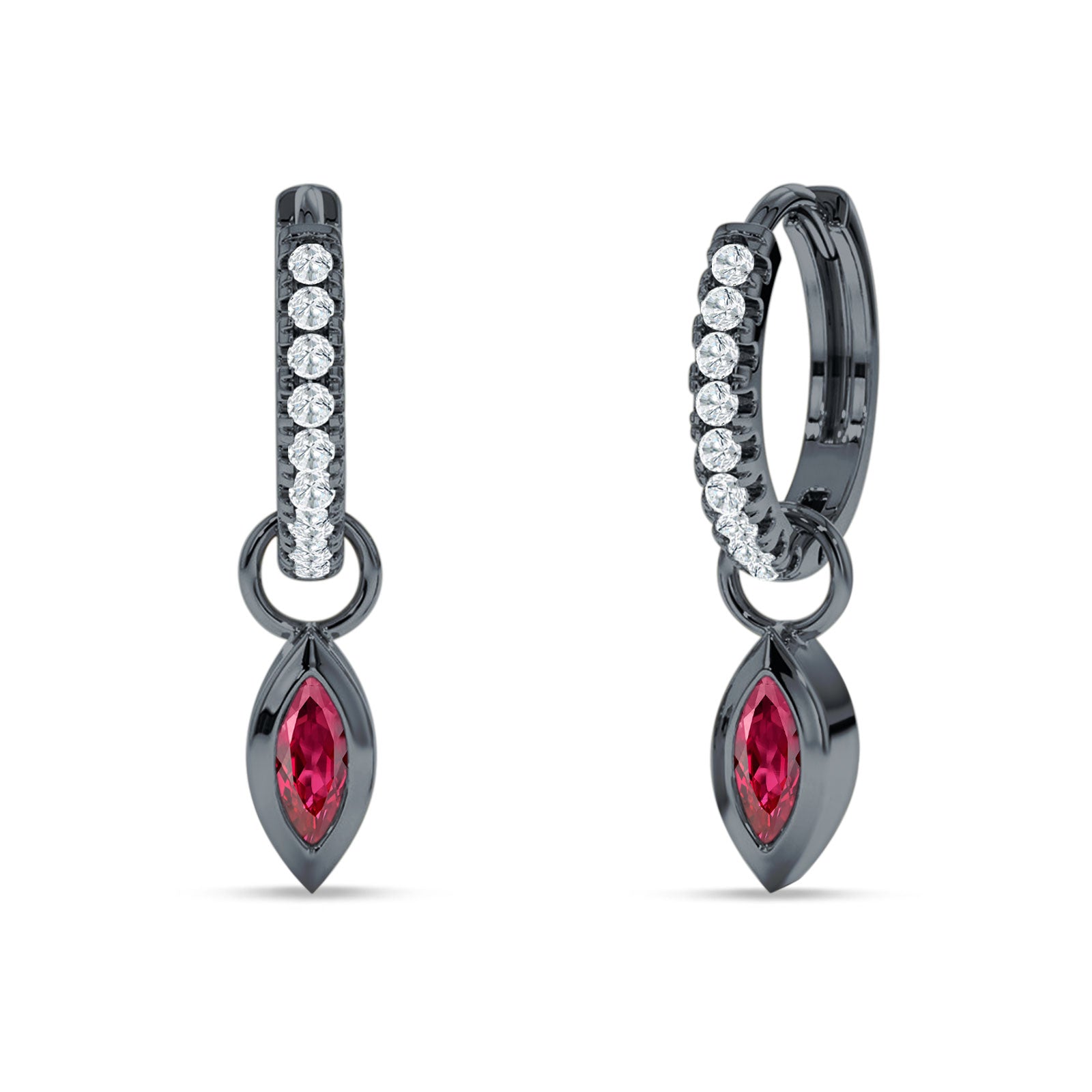 Marquise Drop Dangle Hoop Earring Cubic Zirconia 925 Sterling Silver