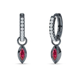 Marquise Drop Dangle Hoop Earring Cubic Zirconia 925 Sterling Silver