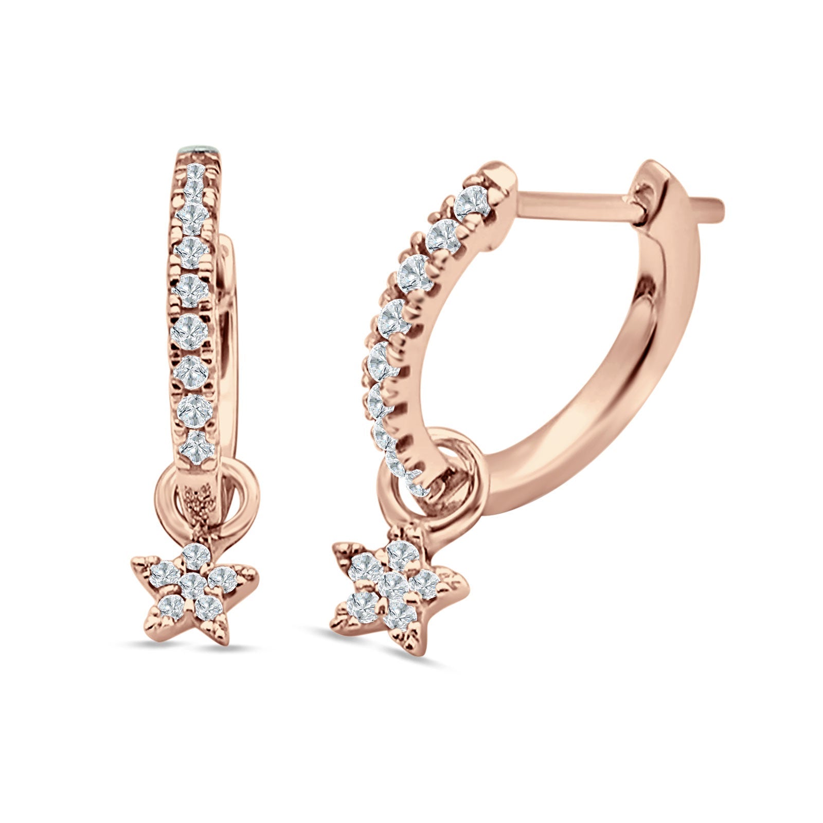 Star Cluster Charm Huggie Hoop Earring Cubic Zirconia 925 Sterling Silver