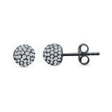 Round Halo Cluster Ball Stud Earring Cubic Zirconia 925 Sterling Silver