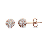 Round Halo Cluster Ball Stud Earring Cubic Zirconia 925 Sterling Silver