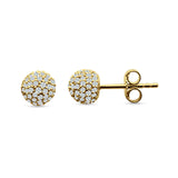 Round Halo Cluster Ball Stud Earring Cubic Zirconia 925 Sterling Silver