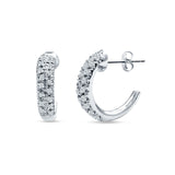 Half Hoop Stud Earring Cubic Zirconia 925 Sterling Silver
