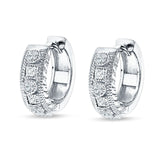 Round & Princess Cut Cubic Zirconia Huggie Hoop Earring 925 Sterling Silver