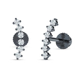 Six Stone Climber Stud Earring Cubic Zirconia 925 Sterling Silver