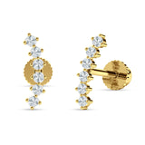 Six Stone Climber Stud Earring Cubic Zirconia 925 Sterling Silver