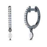 Marquise Charm Huggie Hoop Earring Cubic Zirconia 925 Sterling Silver