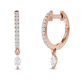 Marquise Charm Huggie Hoop Earring Cubic Zirconia 925 Sterling Silver